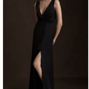 BHLDN Piper Satin Charmeuse Dress, black